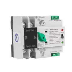 Comutator de transfer, PV, 2P cu șină DIN, SINOTIMER, comutatoare de selecție automată de transfer cu dublă alimentare, 125A